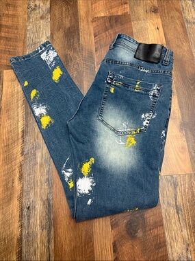 Switch Remarkable Slim Taper Fit Distressed Paint Splatter Jeans Men’s 34x34